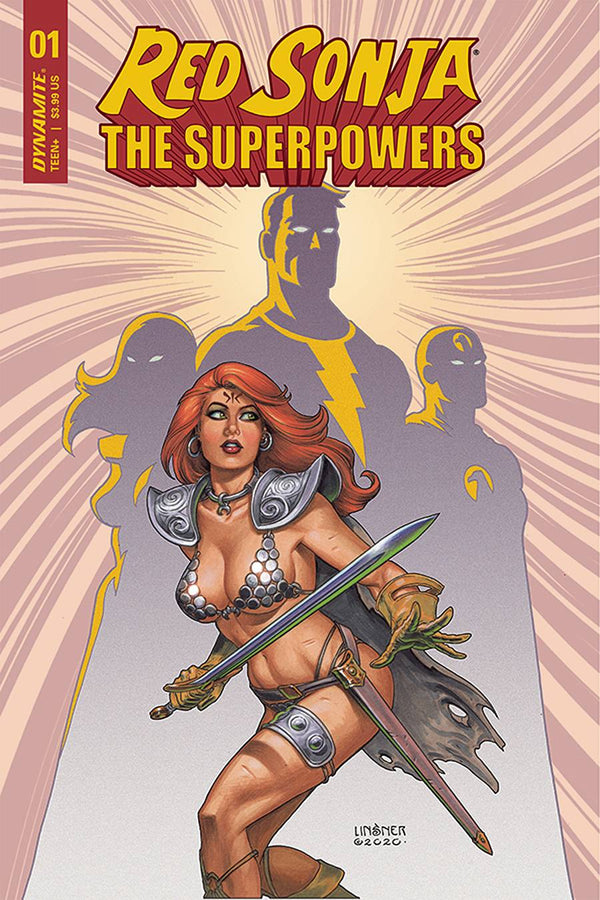 Red Sonja The Superpowers #1 Cvr B Linsner (W) Dan Abnett (A) Jonathan Lau (Ca) Joseph Michael Linsner - xLs Comics