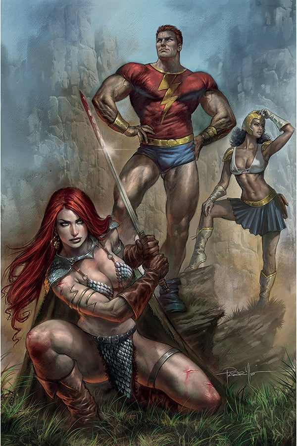 Red Sonja The Superpowers #1 Parrillo Ltd Virgin Cvr (W) Dan Abnett (A) Jonathan Lau (Ca) Lucio Parrillo - xLs Comics