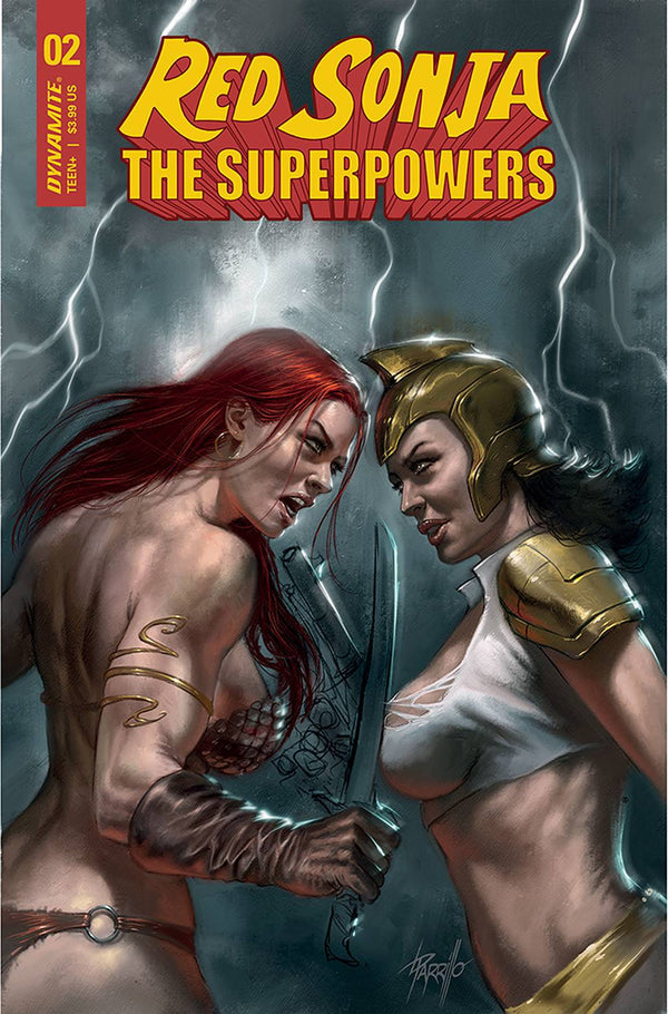 Red Sonja The Superpowers #2 Cvr A Parrillo (W) Dan Abnett (A) Jonathan Lau (Ca) Lucio Parrillo - xLs Comics