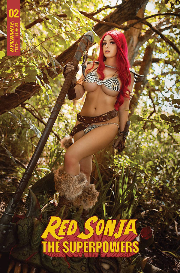 Red Sonja The Superpowers #2 Cvr E Cosplay (W) Dan Abnett (A) Jonathan Lau (Ca) Cosplay - xLs Comics