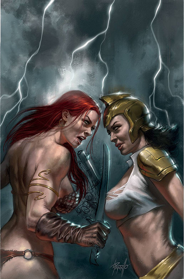 Red Sonja The Superpowers #2 Parrillo Ltd Virgin Cvr (W) Dan Abnett (A) Jonathan Lau (Ca) Lucio Parrillo - xLs Comics